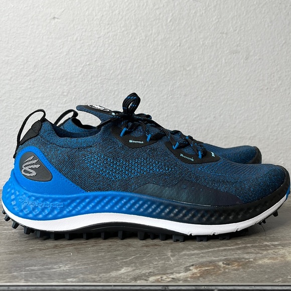 UA Under Armour Curry Spikeless Golf Shoes 001 - Black/Blue Men’s 9 - Picture 1 of 9